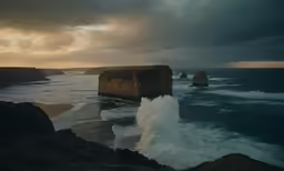 a long exposure of waves crashing on the coast