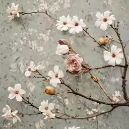 a white flower sitting on top of a tree