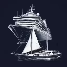 black and white image of a cruise ship