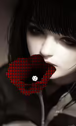 a person with a big flower in her mouth