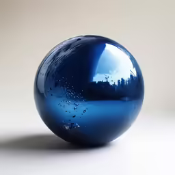 an abstract image of a blue glass sphere