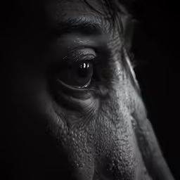 an up close photo of a dark looking human eye