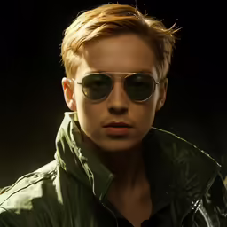 a woman wearing some dark tinted glasses