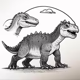 a drawing of two different dinosaurs