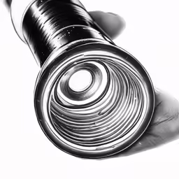 a hand is holding a black metal object