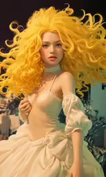the dolls are wearing formal clothes, and posed