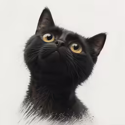 the black cat has yellow eyes and brown ears