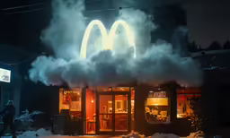 this restaurant is getting hit by a massive cloud of smoke