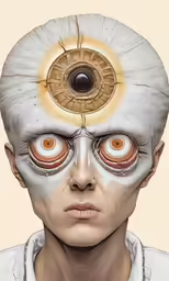 an illustrated image of a face with some strange looking things in it
