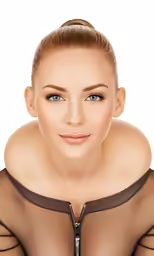 a woman is wearing stockings and her shirt