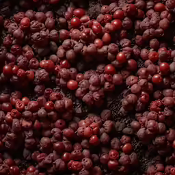 a pile of red berries with some water drops