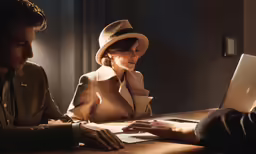 a man sitting at a desk with a laptop