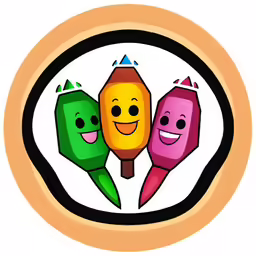 an illustration of three crayons on a white background