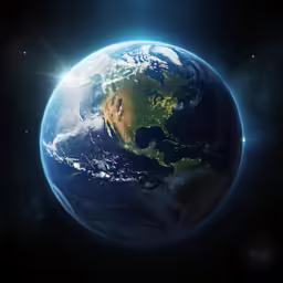 the earth with sun and stars over it