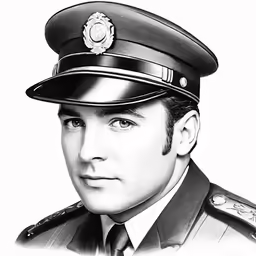 a portrait drawing of a man in military dress clothes