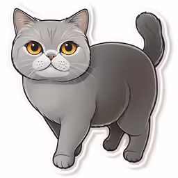 grey cat with big eyes sticker