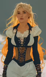 a girl is dressed in an elegant outfit