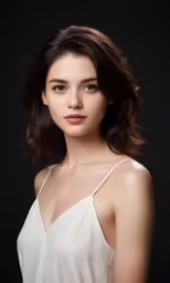 a model wearing a white top posing for the camera