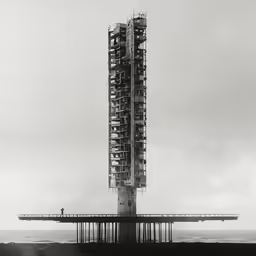 a tower with multiple sections on the top of it