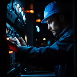 a man is using some electronics in the dark