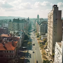 the street that runs along the tall buildings