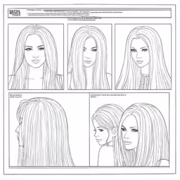 a page shows how to draw long hair