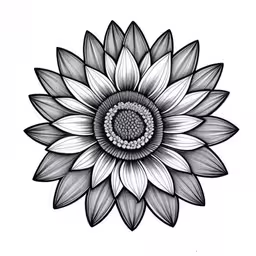 the art of coloring is a flower that resembles the image,black and white flower drawing in the shape of a sunflower
