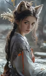 a woman with very pretty hair is sitting down