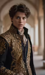 a man with wavy hair and a long black jacket