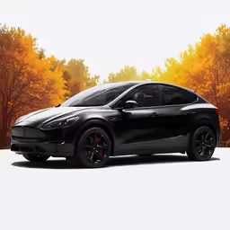 a black sports car parked on a white driveway