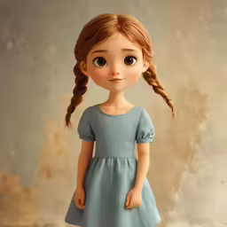 a doll is wearing a blue dress and braid