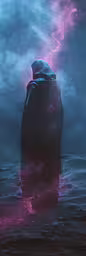 a person in a hooded jacket floating on top of a body of water,there is a person in the water that appears to be floating