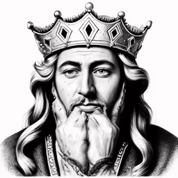 a drawing of jesus with a crown on