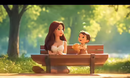 a woman sitting on a bench next to a man