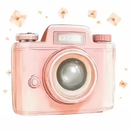 a drawing of an analog camera that says kj