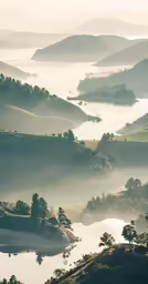 a view of a beautiful scenic lake and the surrounding land