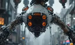 there is a strange robot standing in the city