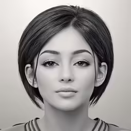 a model with short hair and a necklace