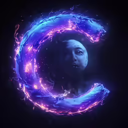 a woman with a glowing ring in her hand