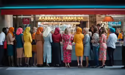 group of ladies standing in front of a cinema