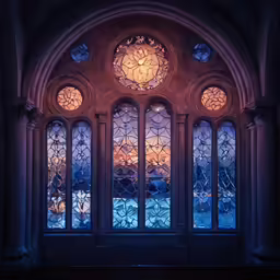 a gothic church showing large stained glass windows