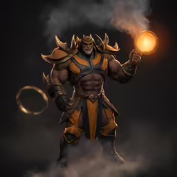 a man with a fireball in his hand and some steam