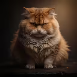 a fluffy cat sitting on top of a wooden floor