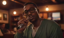 an image of a man holding a microphone