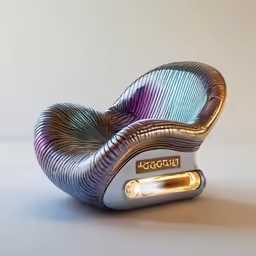a chrome chair with a dimmer on the back