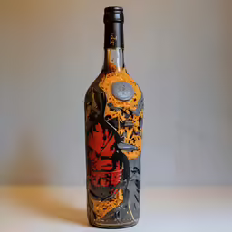 a bottle of liquor with a decorative design