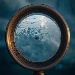 an object looking up through the sky to the clouds
