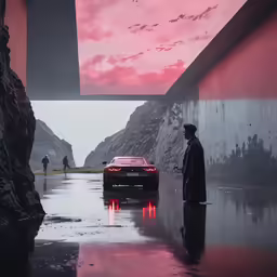 a man standing in front of a car