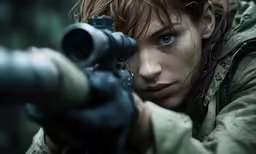 an image of a girl aiming with a gun