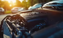 an image of a car engine parked in the street